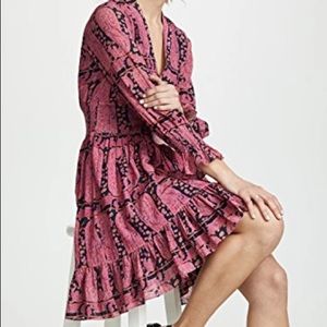 Figue Sienna Dress In Playa Paisley Pink, Size Large, Travel-Inspired Perfection
